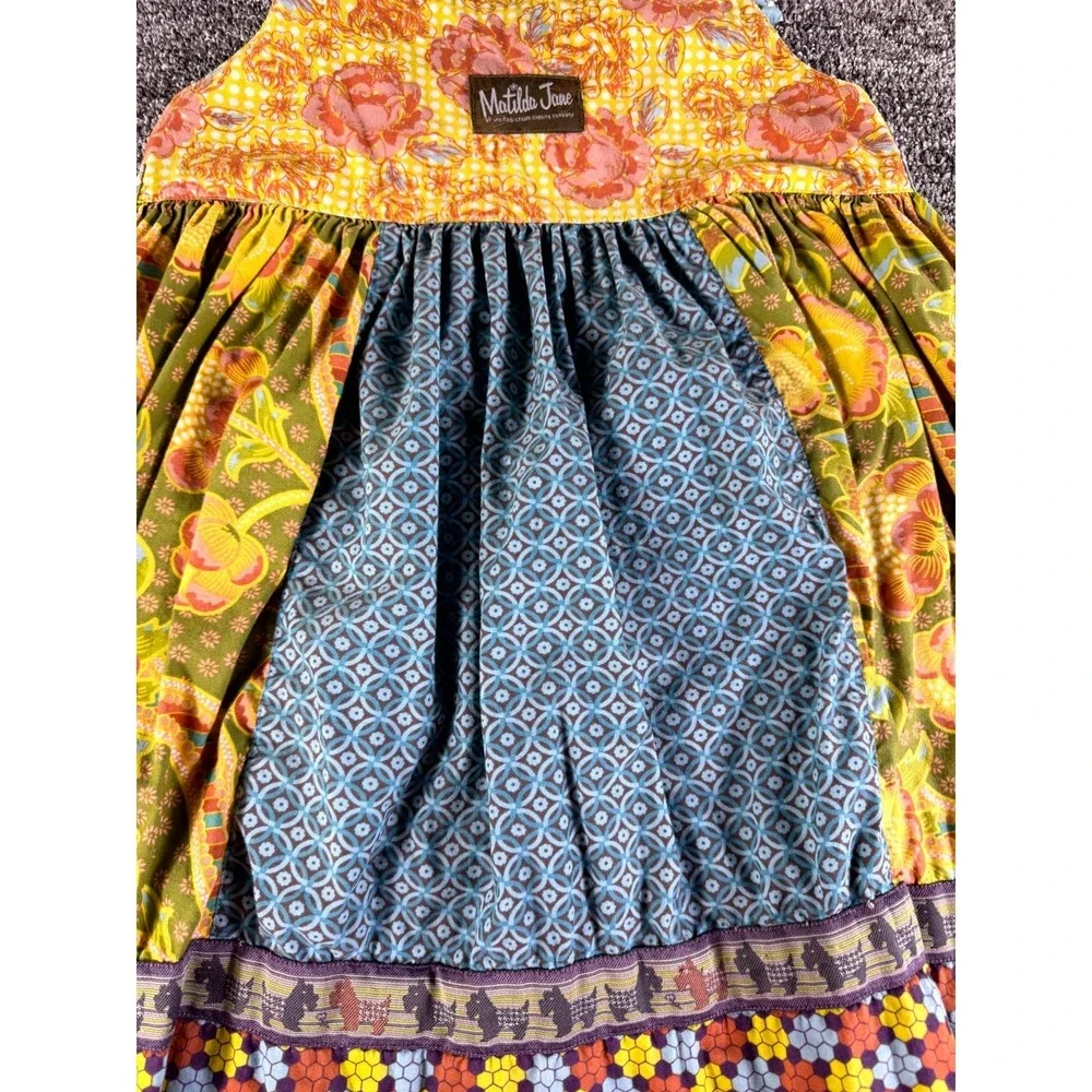 Matilda Jane You & Me Leona Knot Dress Girls 8 Multicolor Patchwork Floral Print